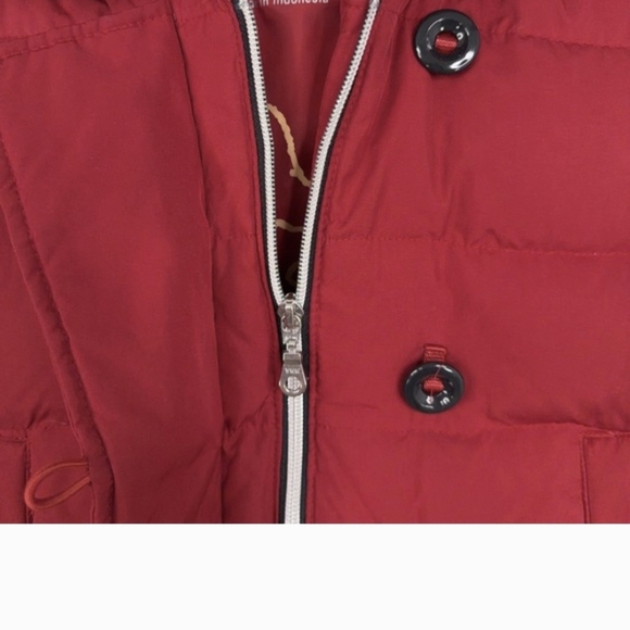 Gap Puffer Vest Womens Large Red Hooded Down Winter San Francisco Love Lined - Picture 4 of 7